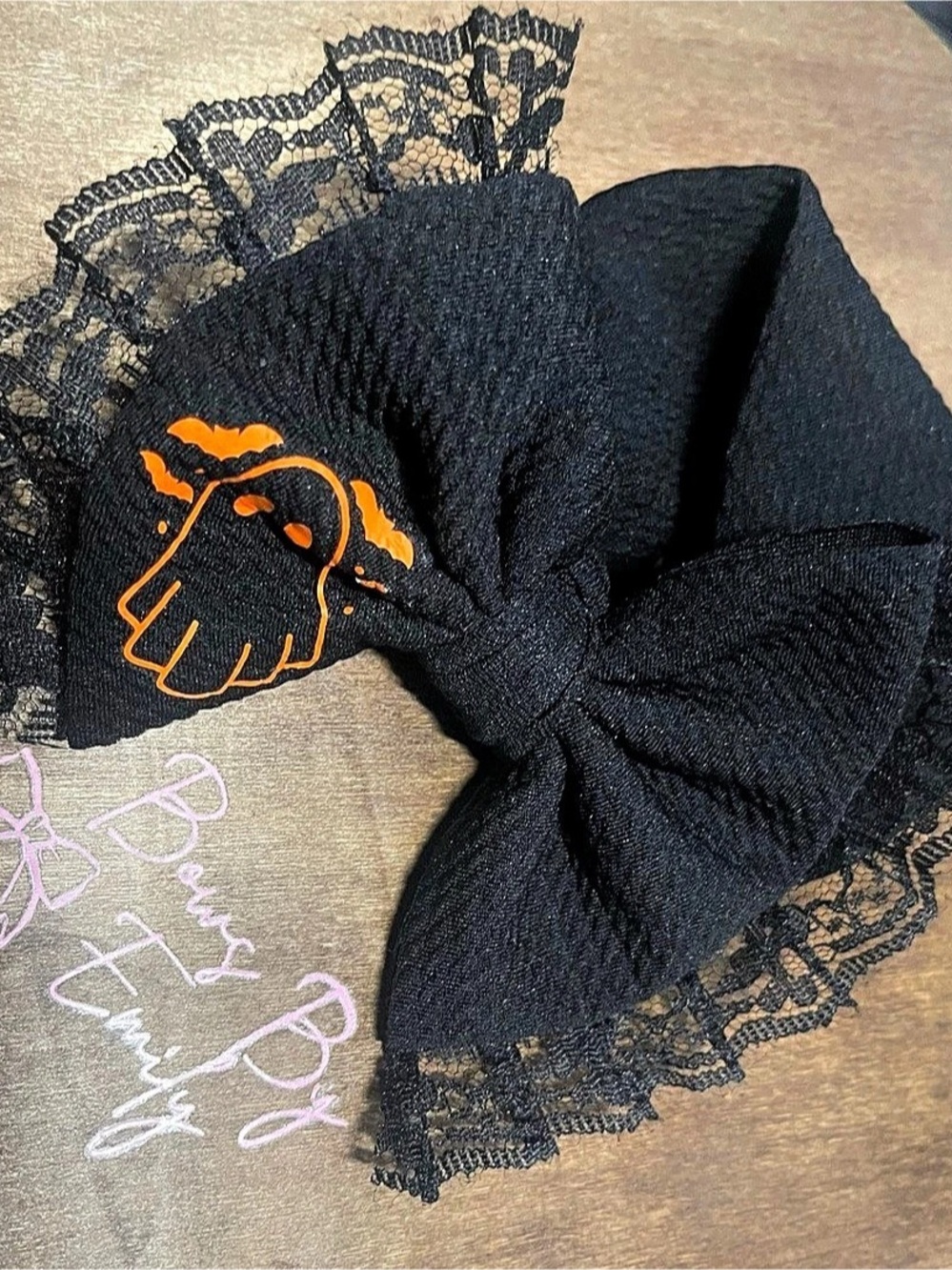 Black Lace Bow Hair Accessory Like New